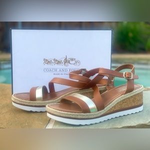 Coach And Four Banno Wedge Sandals Made In Italy
